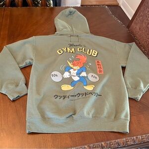 Riot Society Men’s Woody's Gym Club Hoodie in Olive-Green; Size Medium